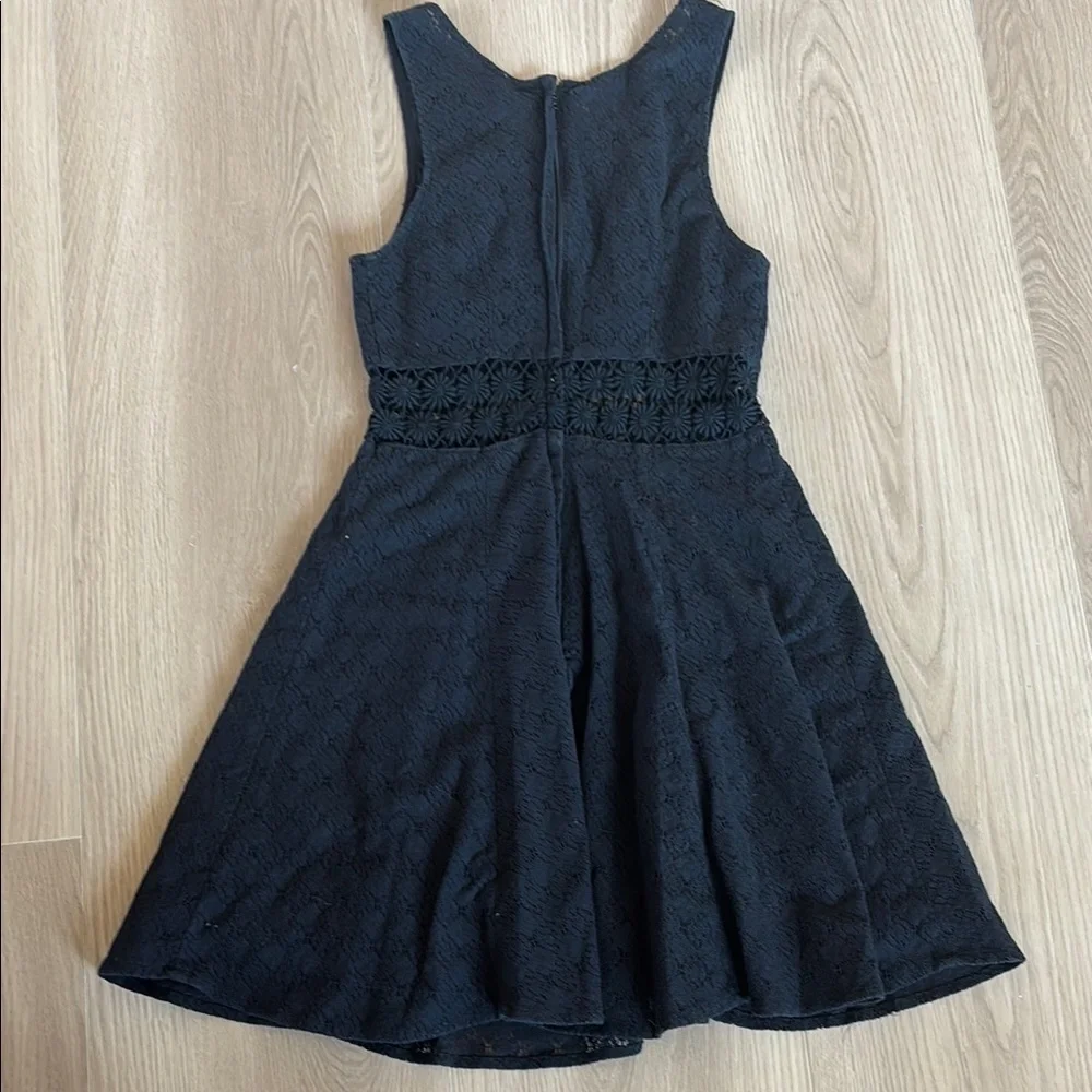 Free People 0 Daisy Waist Fit n Flare A-Line Skater Lace Mini Dress Black 0047
